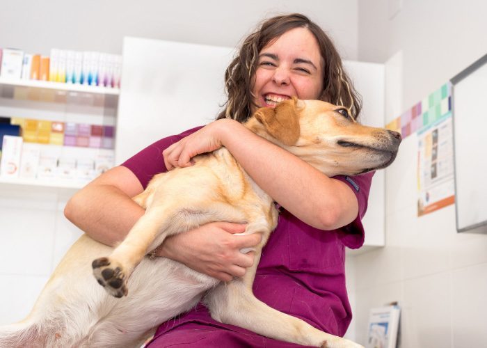 Nurse Hugging A Dog