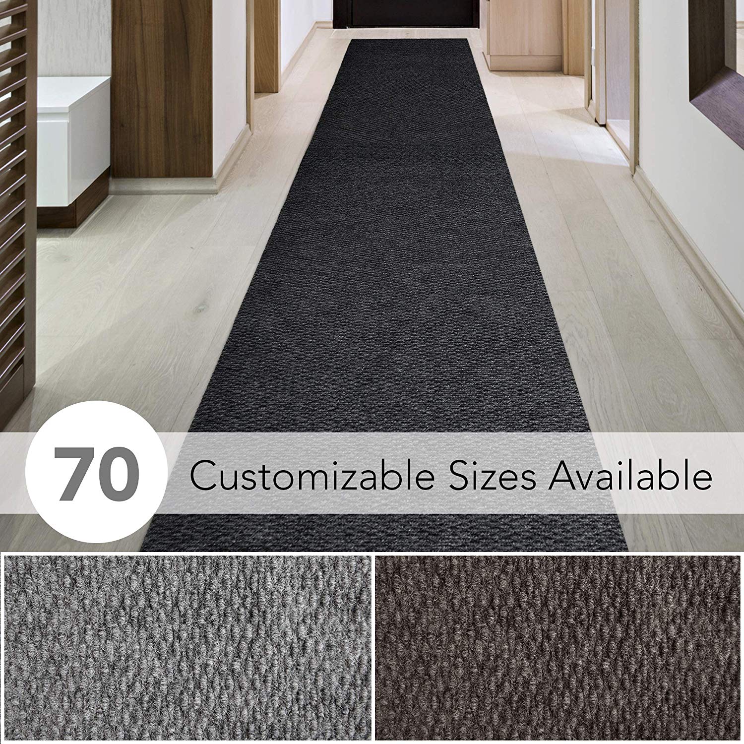Modern HALL Runner Rugs TOLTEC grey NON-slip Stairs Width 67-100cm extra long 