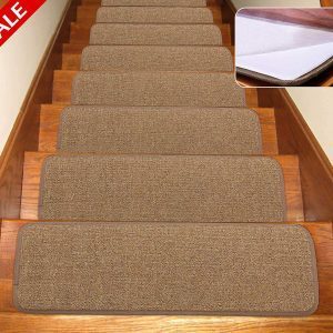 Color : Beige, Size : 8inx30in 15 Pack Non Slip Carpet Stair Treads Non Skid Safety Rug Slip Resistant Indoor Runner for Kids Elders and Pets with Reusable Adhesive 